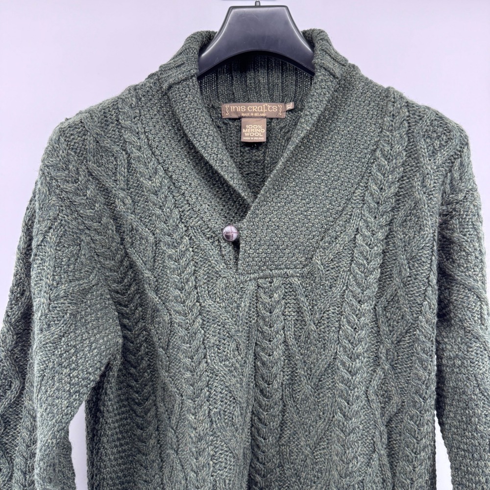 Men's Olive Cable Knit Cardigan